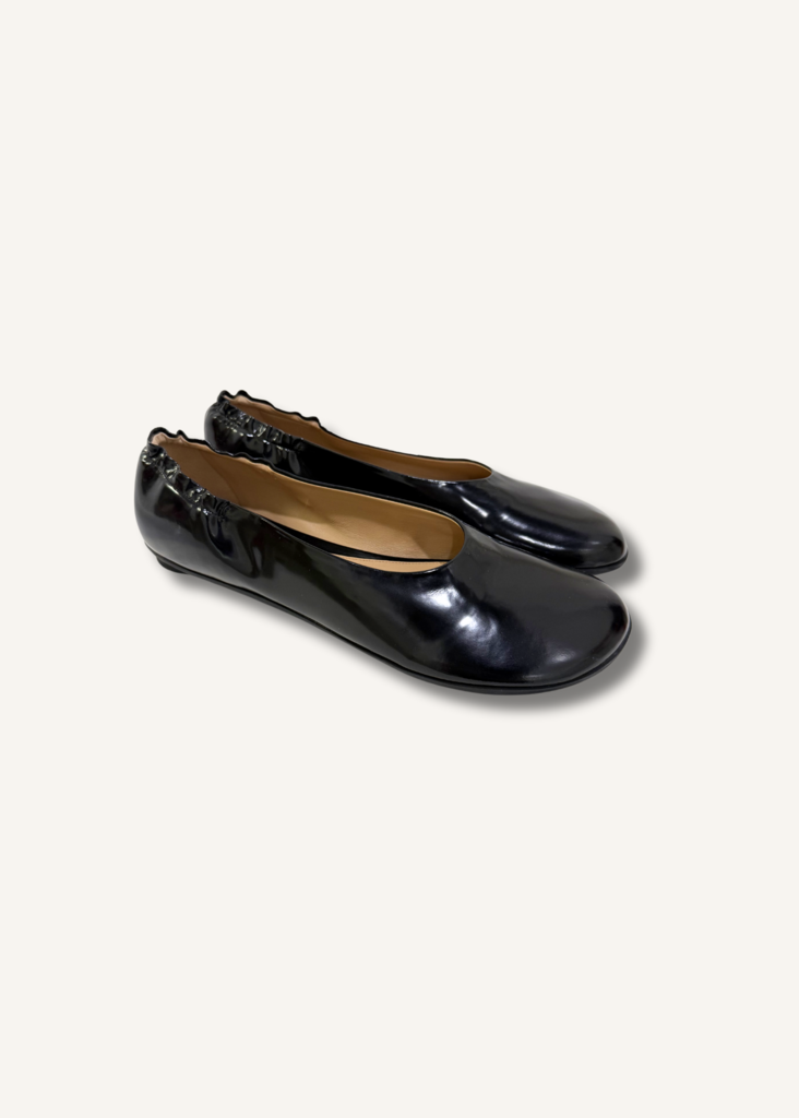 Bottega Veneta Glossed Leather Ballet Flats