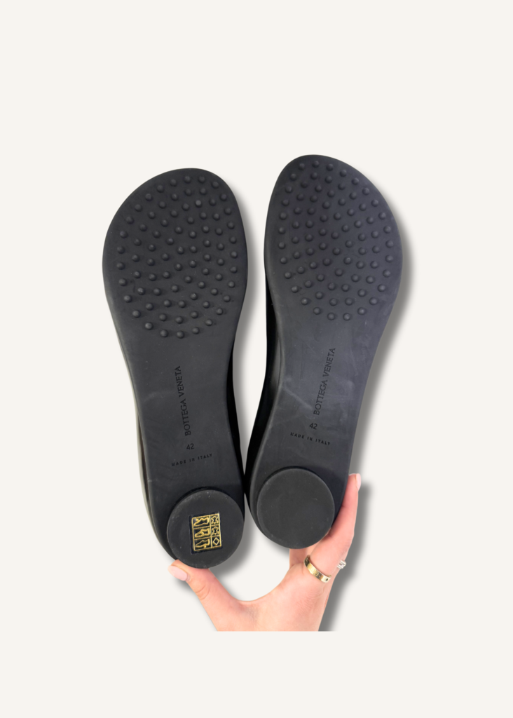 Bottega Veneta Glossed Leather Ballet Flats
