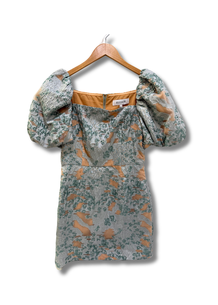 Elliatt Metallic Puff Sleeve Mini Dress