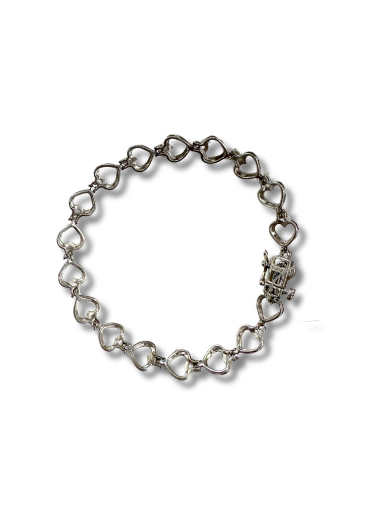 Sterling Silver Diamond Hearts Bracelet