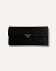 Prada Nylon Long Flap Wallet with Silver Hardware
