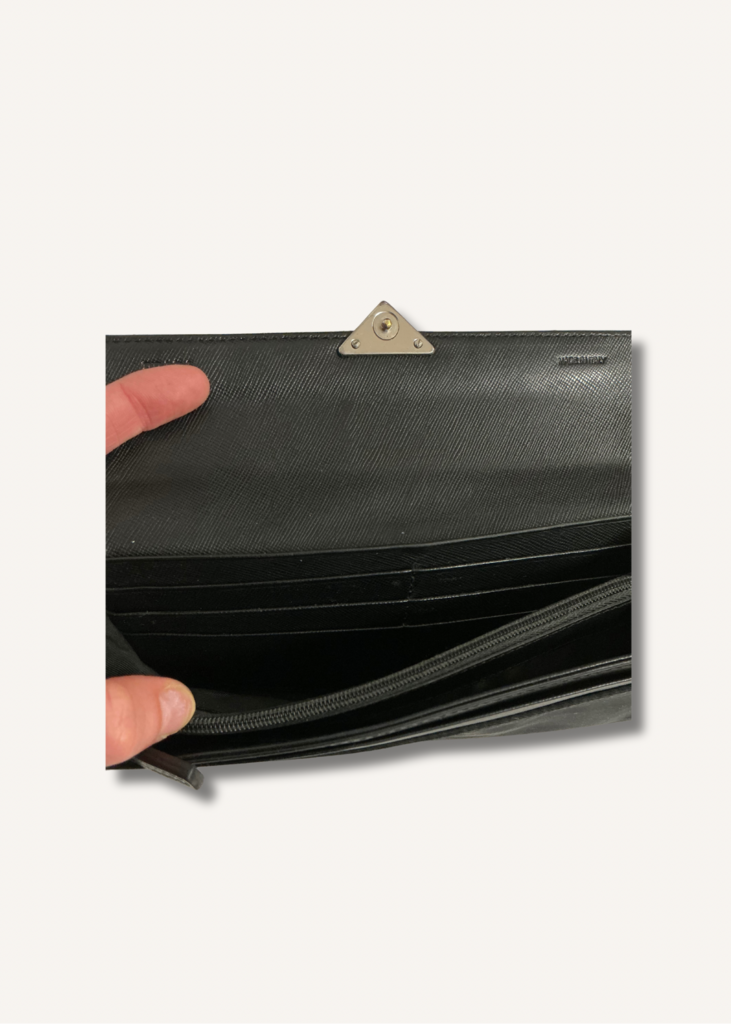 Prada Nylon Long Flap Wallet with Silver Hardware