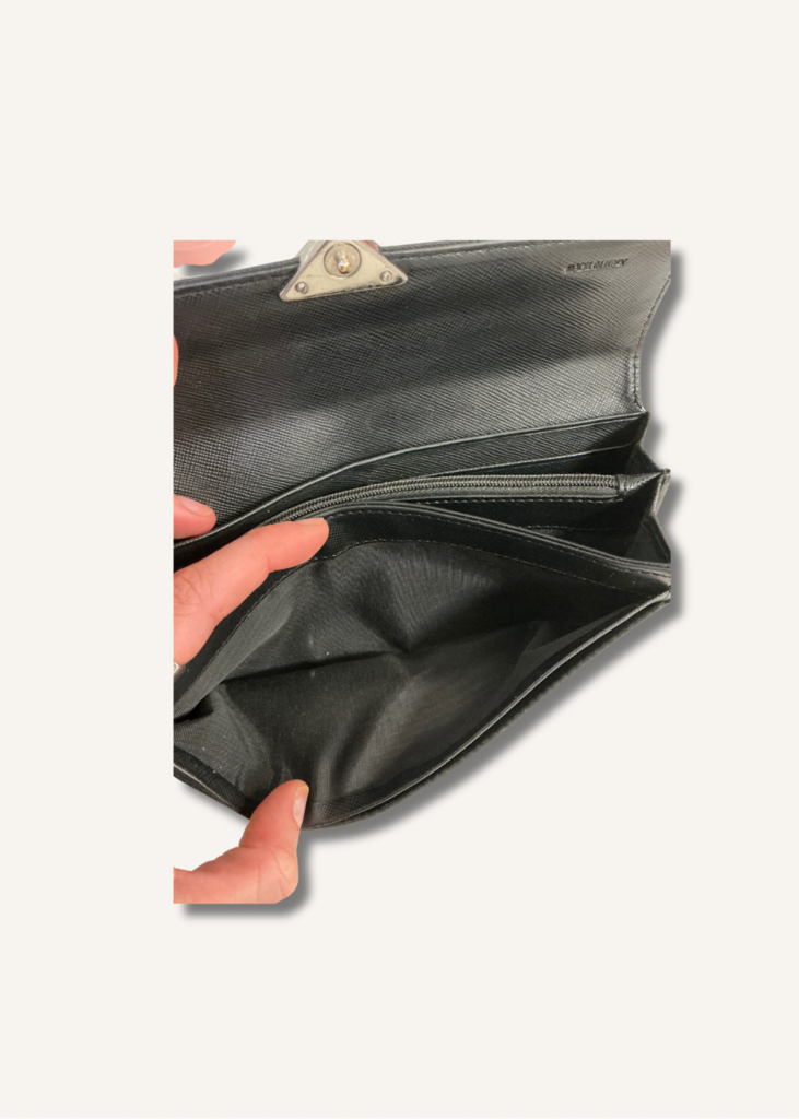 Prada Nylon Long Flap Wallet with Silver Hardware