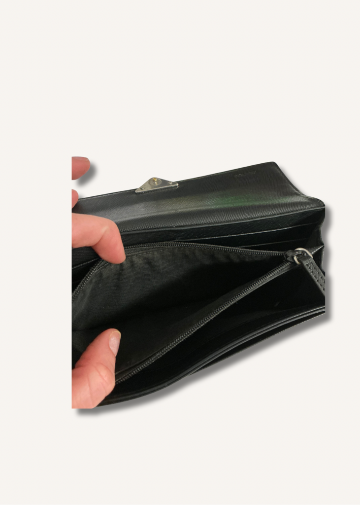 Prada Nylon Long Flap Wallet with Silver Hardware