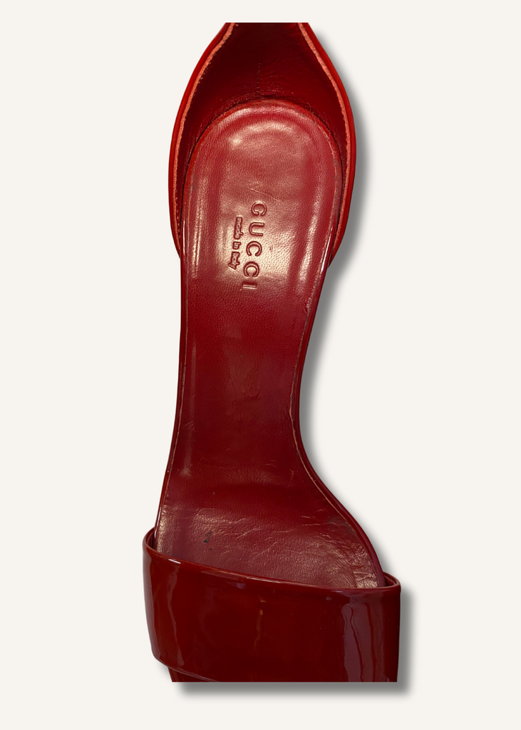 Gucci Red Patent Leather Cork Wedges