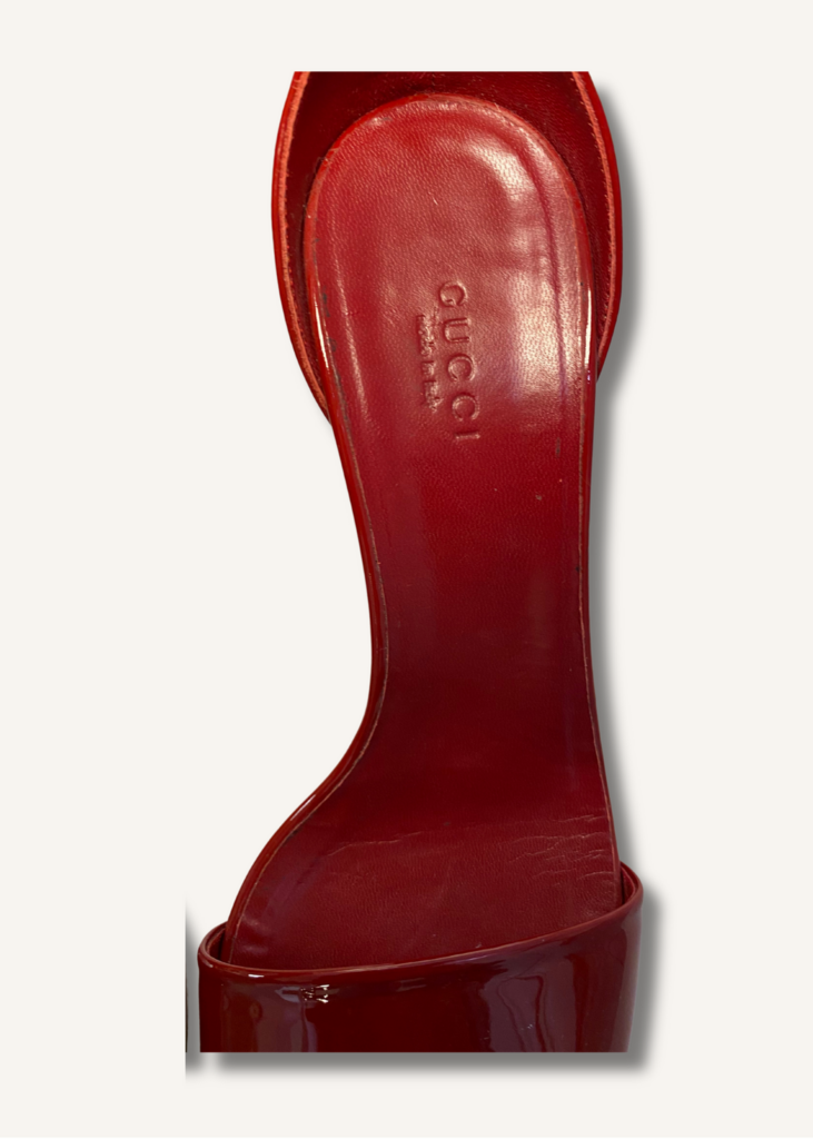 Gucci Red Patent Leather Cork Wedges