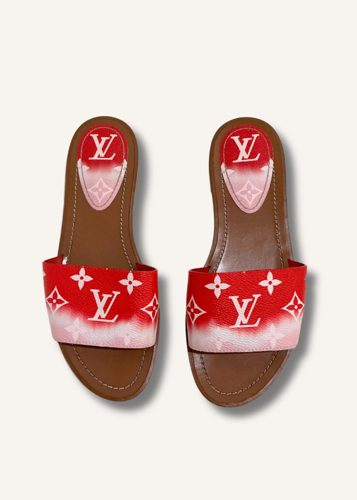 Louis Vuitton Two-Tone Monogram Coated Canvas Flat Slides