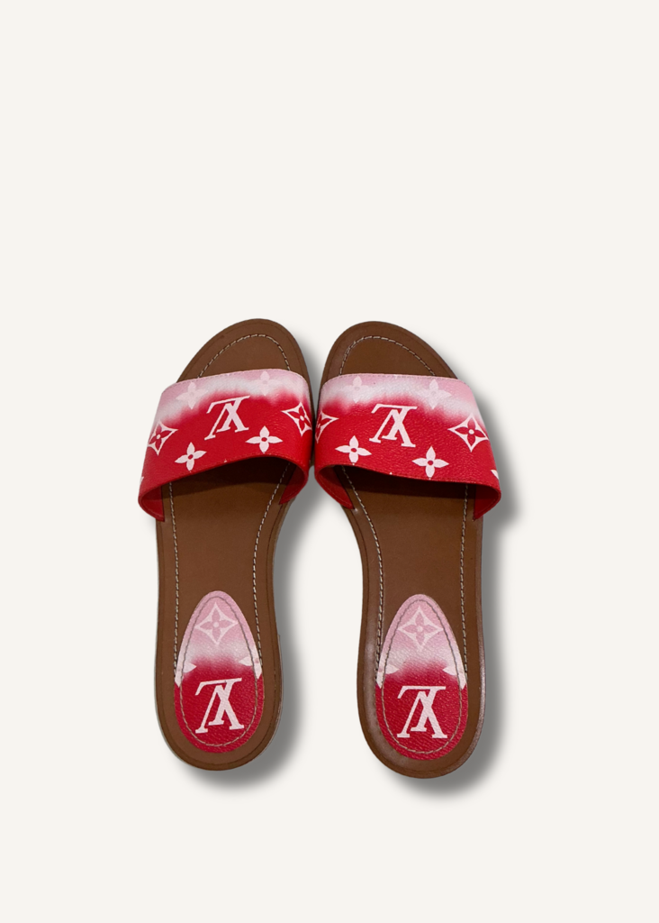Louis Vuitton Two-Tone Monogram Coated Canvas Flat Slides