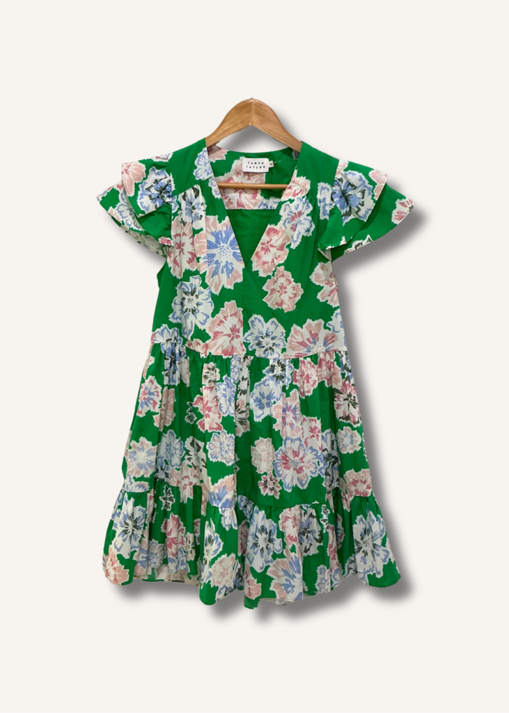 Tanya Taylor Marisol Flutter-Sleeve Dress