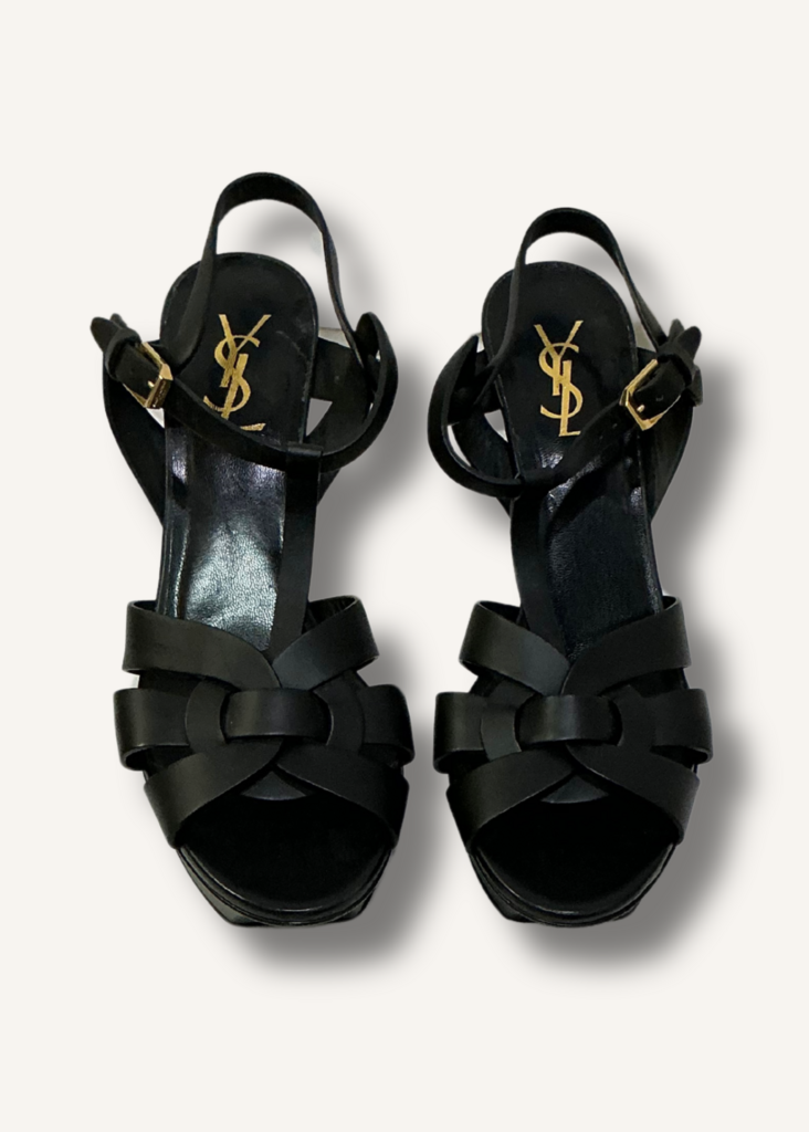 Saint Laurent Black Tribute Platform Sandals
