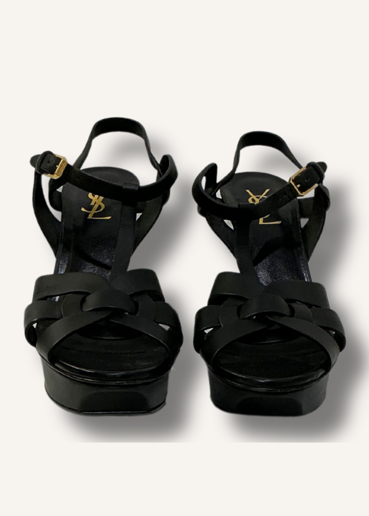 Saint Laurent Black Tribute Platform Sandals