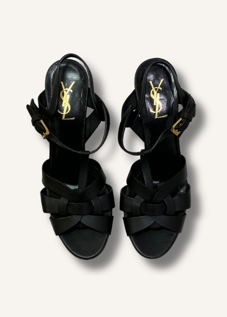 Saint Laurent Black Tribute Platform Sandals