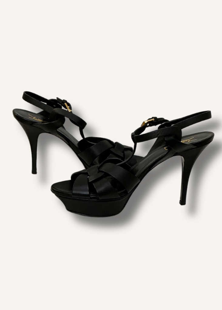Saint Laurent Black Tribute Platform Sandals