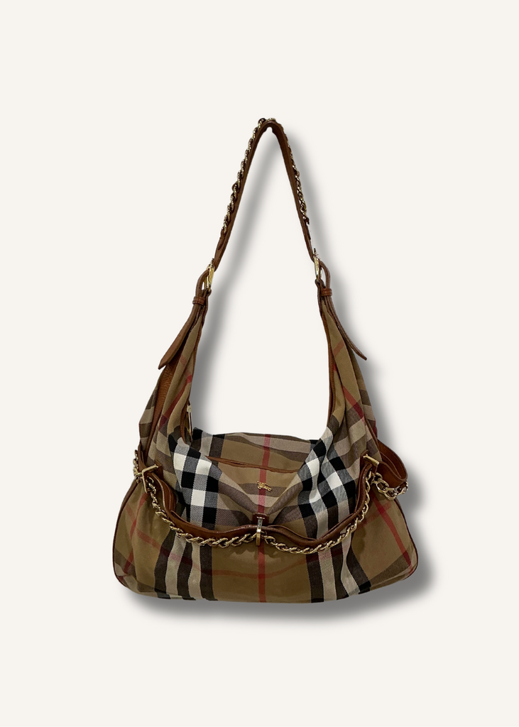 Burberry House Check Chain Hobo Bag