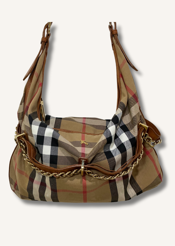 Burberry House Check Chain Hobo Bag
