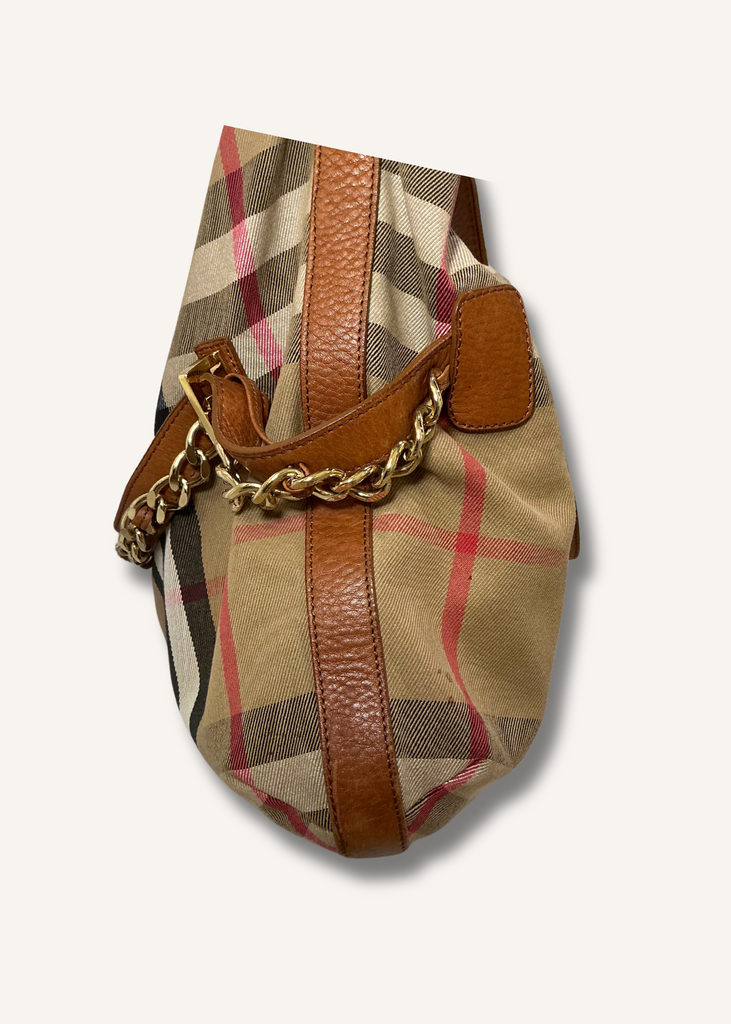 Burberry House Check Chain Hobo Bag