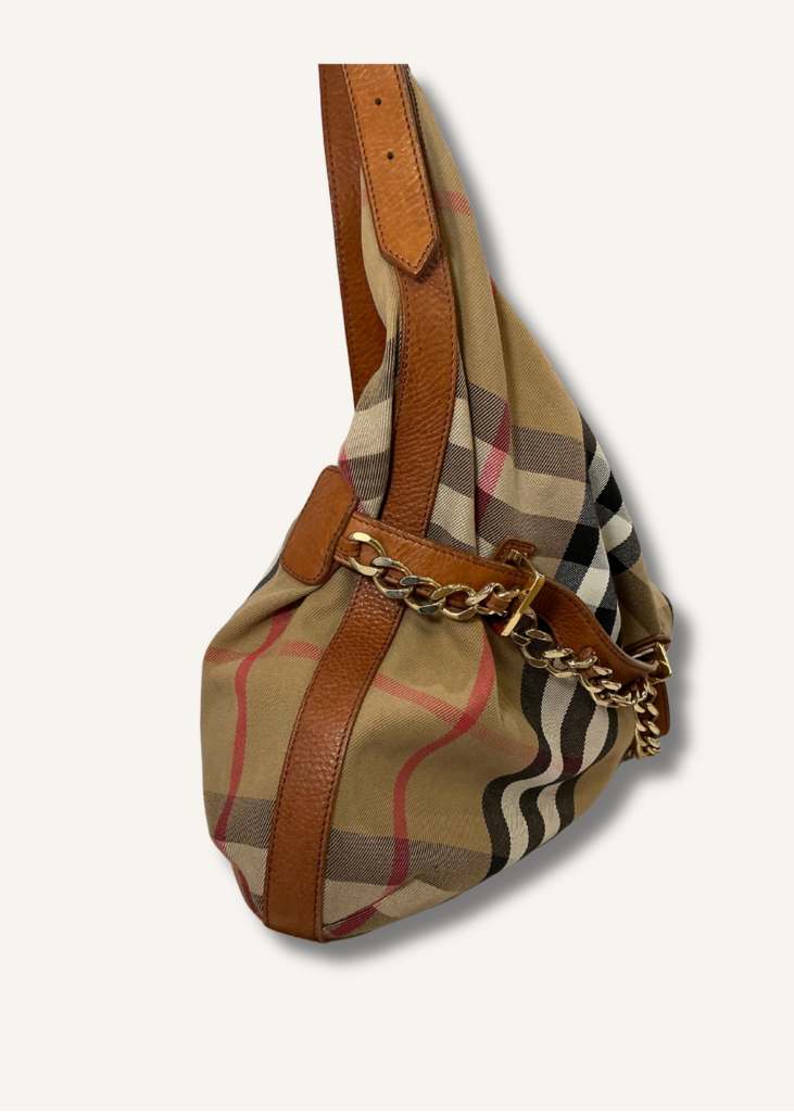 Burberry House Check Chain Hobo Bag