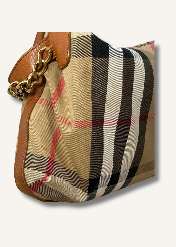 Burberry House Check Chain Hobo Bag
