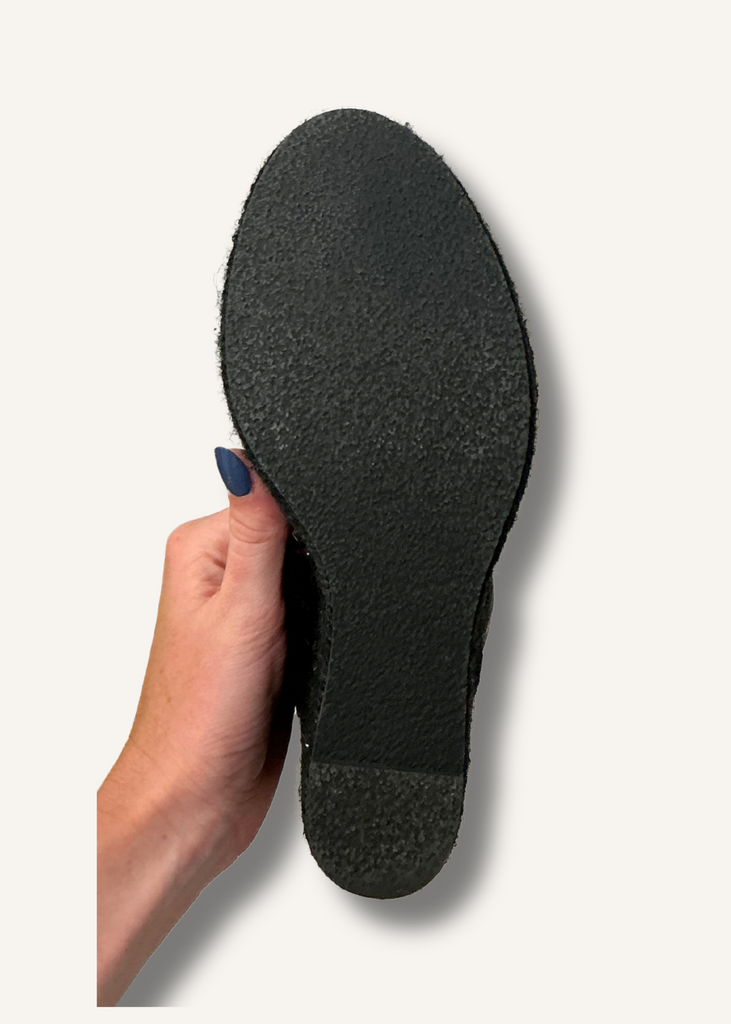 Saint Laurent Black Calfskin Tribute 95 Platform Espadrille Wedge Sandals