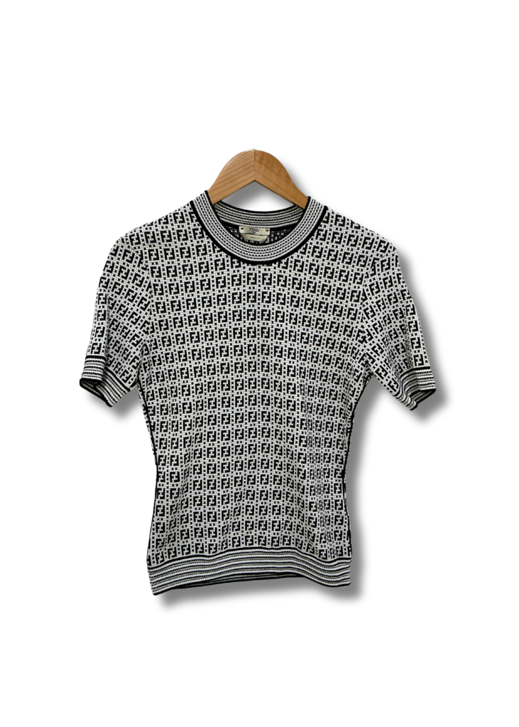 Fendi Black and White Monogram Sweater