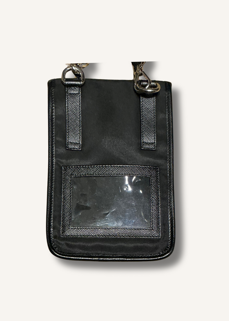 Prada Black Tessuto Nylon Saffiano Phone Crossbody