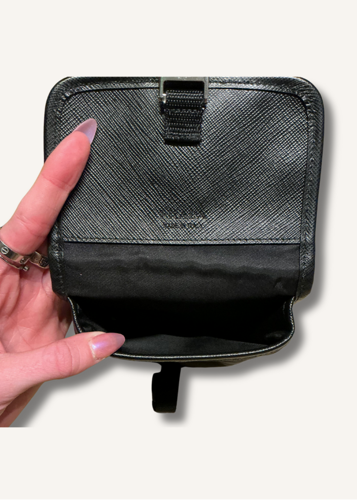 Prada Black Tessuto Nylon Saffiano Phone Crossbody