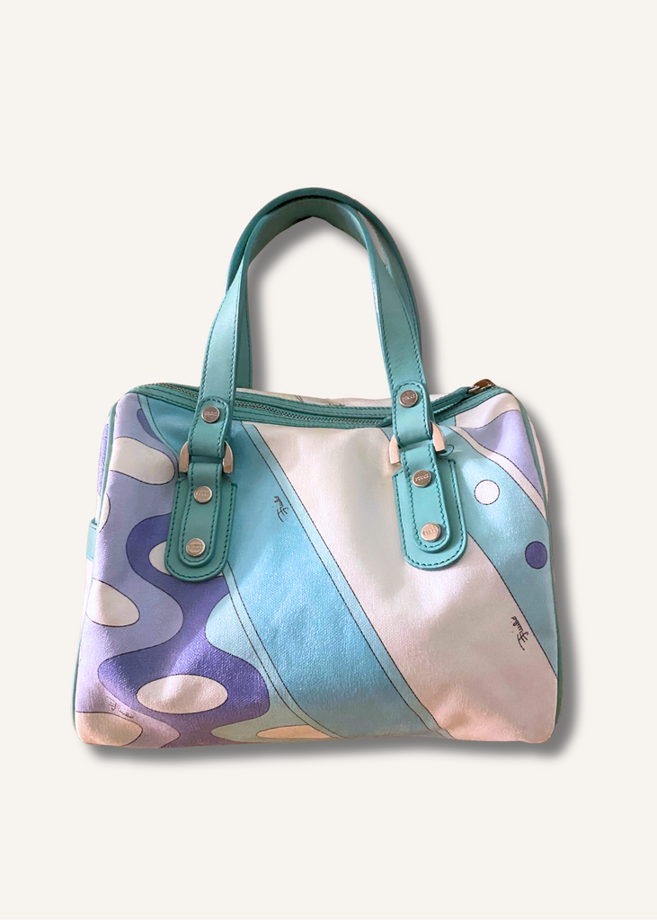 Emilio Pucci Green and Purple Print Bag