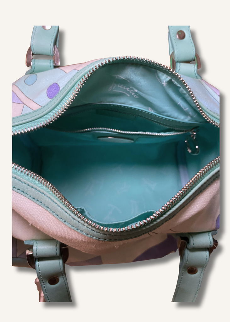 Emilio Pucci Green and Purple Print Bag