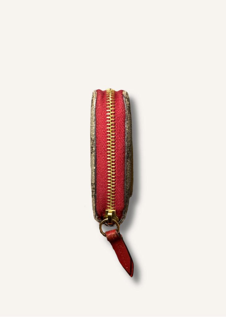 Gucci Red GG Supreme Monogram Embroidered Rainbow Zip Around Wallet