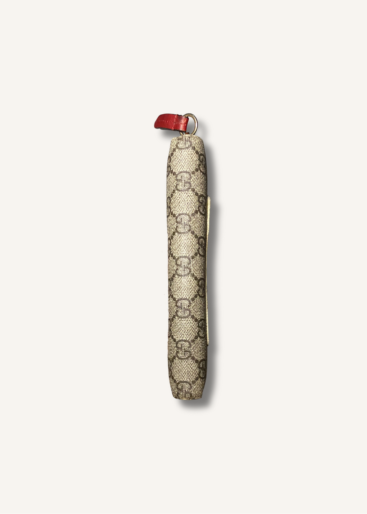 Gucci Red GG Supreme Monogram Embroidered Rainbow Zip Around Wallet