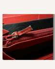Gucci Red GG Supreme Monogram Embroidered Rainbow Zip Around Wallet