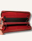 Gucci Red GG Supreme Monogram Embroidered Rainbow Zip Around Wallet