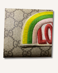 Gucci Red GG Supreme Monogram Embroidered Rainbow Zip Around Wallet