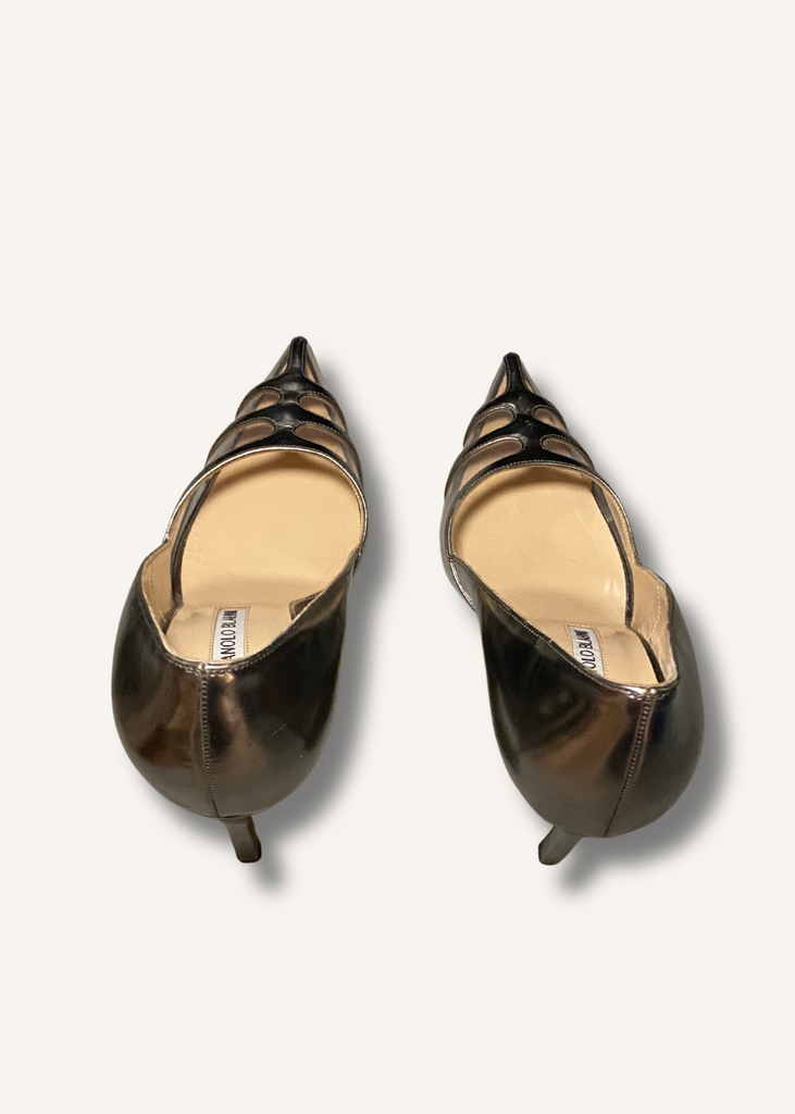 Manolo Blahnik Gotria Silver Specchio PVC BB Pumps