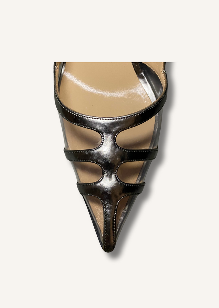 Manolo Blahnik Gotria Silver Specchio PVC BB Pumps