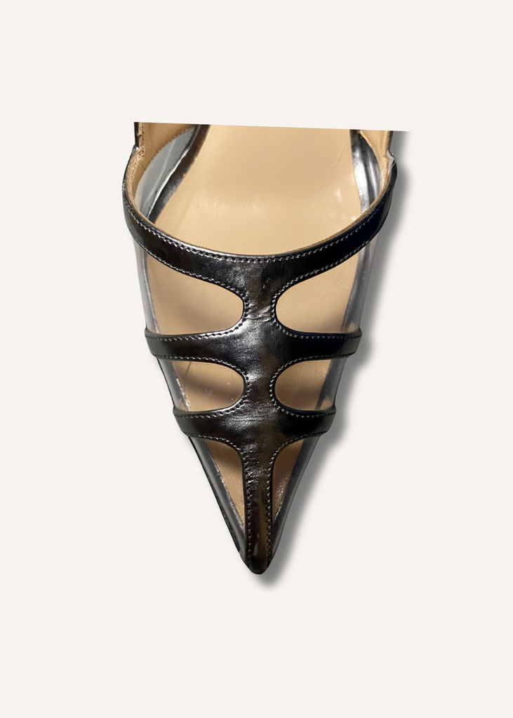 Manolo Blahnik Gotria Silver Specchio PVC BB Pumps