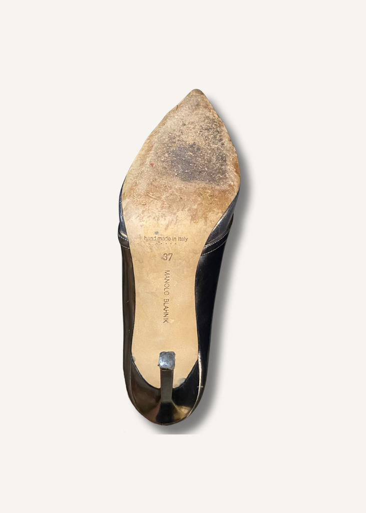 Manolo Blahnik Gotria Silver Specchio PVC BB Pumps