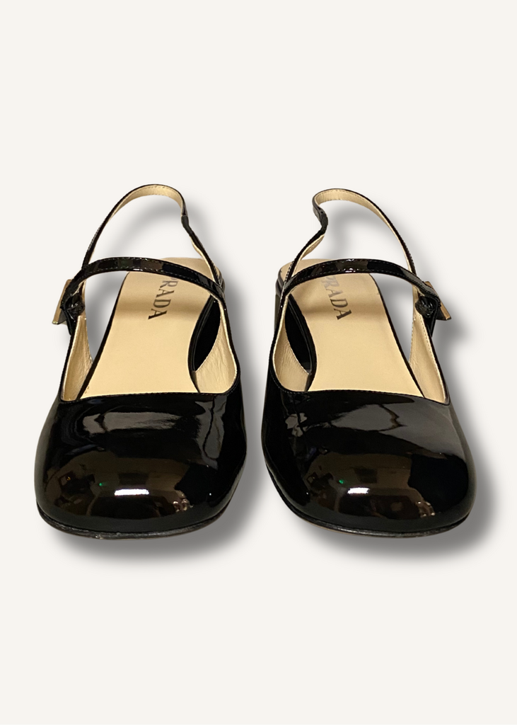 Prada Black Décoletté Logo Slingback Mary Jane Pump