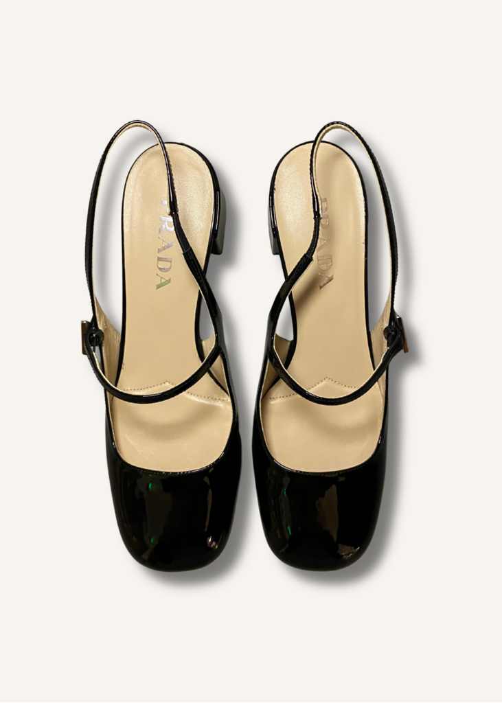 Prada Black Décoletté Logo Slingback Mary Jane Pump
