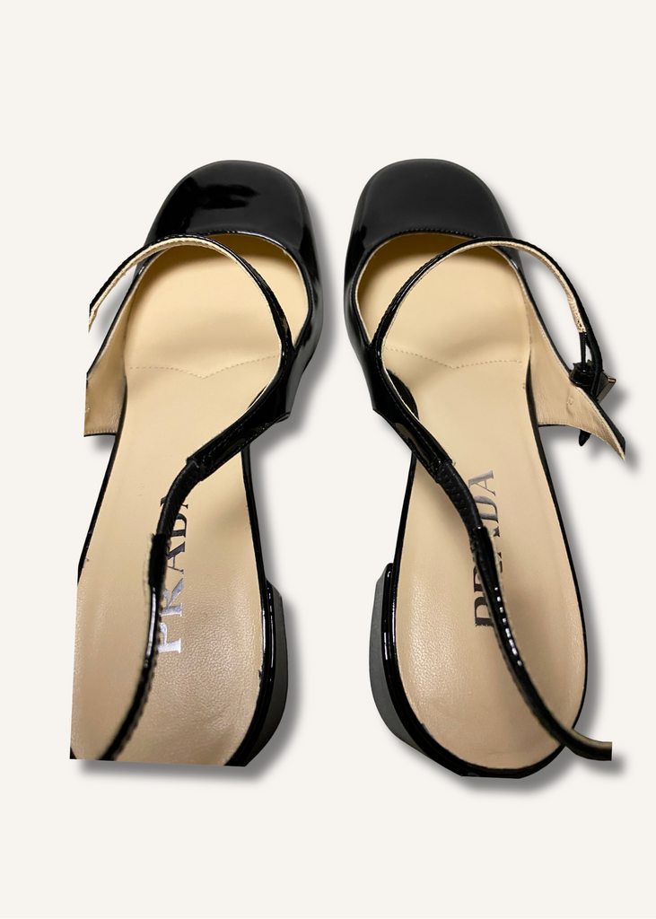 Prada Black Décoletté Logo Slingback Mary Jane Pump