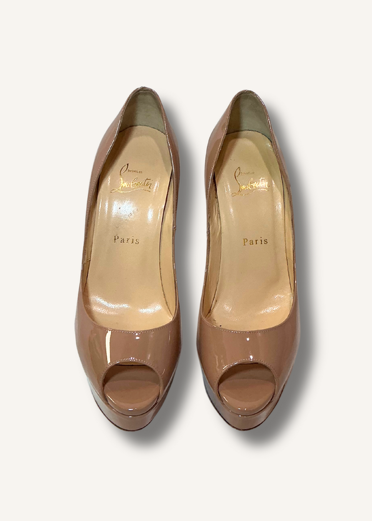 Louboutin Beige Lady Peep Pumps