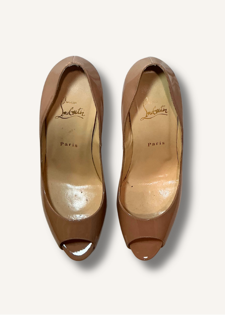 Louboutin Beige Lady Peep Pumps