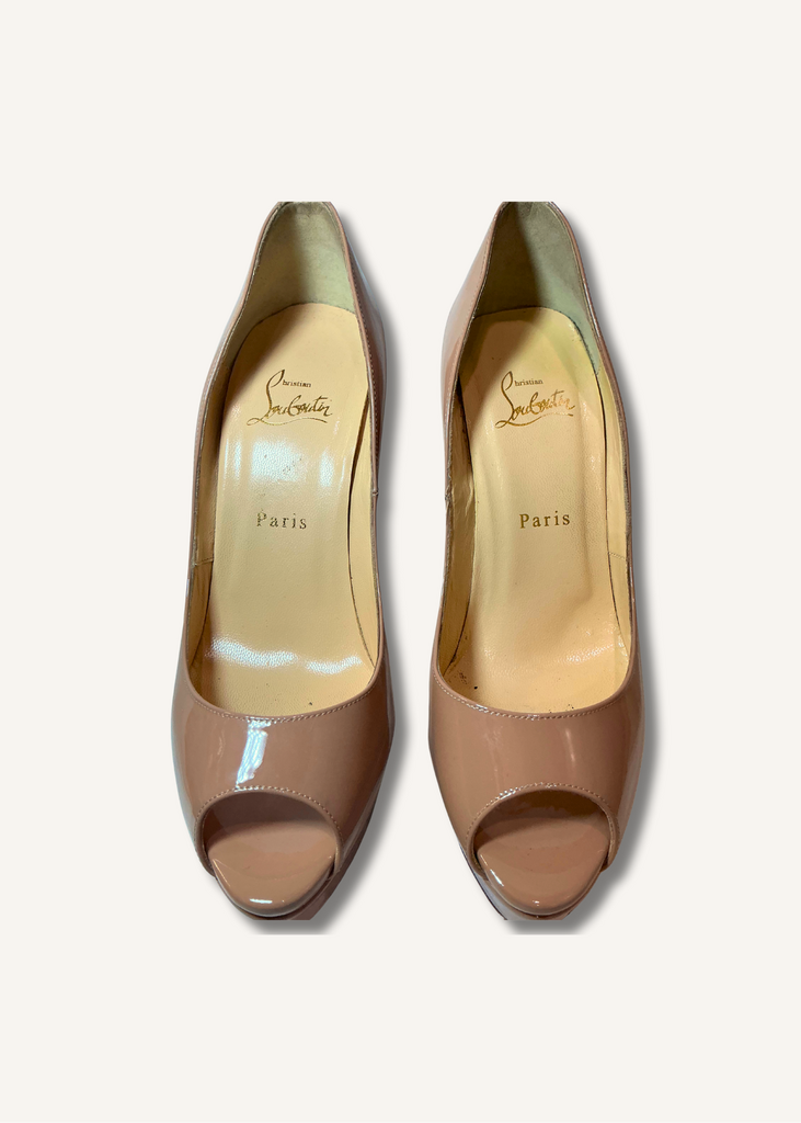 Louboutin Beige Lady Peep Pumps