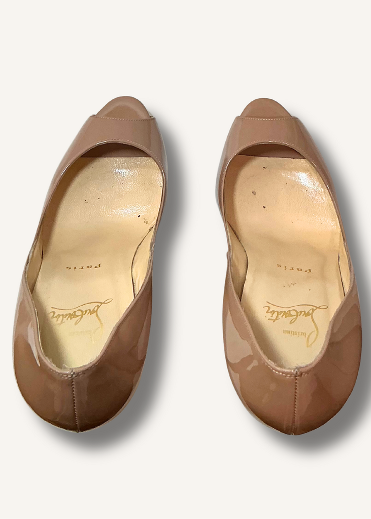Louboutin Beige Lady Peep Pumps
