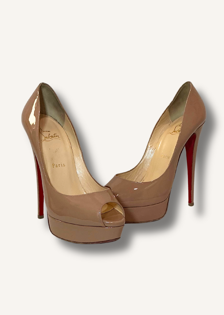 Louboutin Beige Lady Peep Pumps