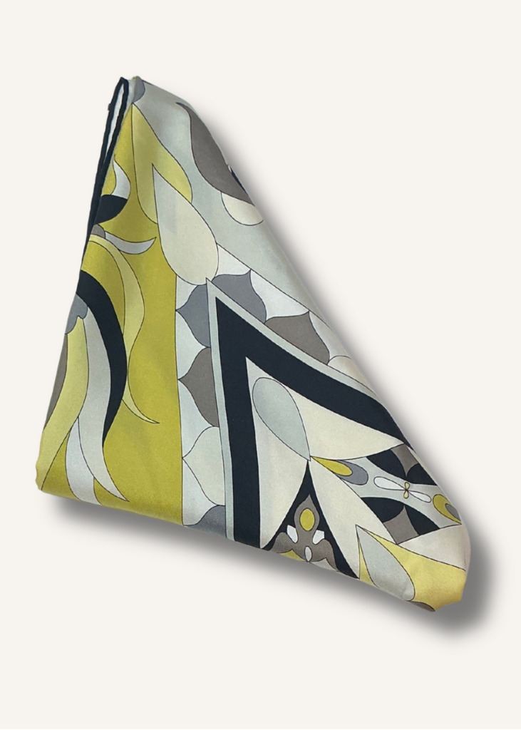 Emilio Pucci Yellow and Gray Patterned Scarf