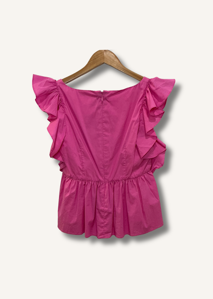 Cinq A Sept Audrie Square-Neck Poplin Ruffle Top