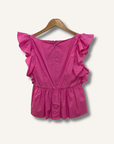 Cinq A Sept Audrie Square-Neck Poplin Ruffle Top