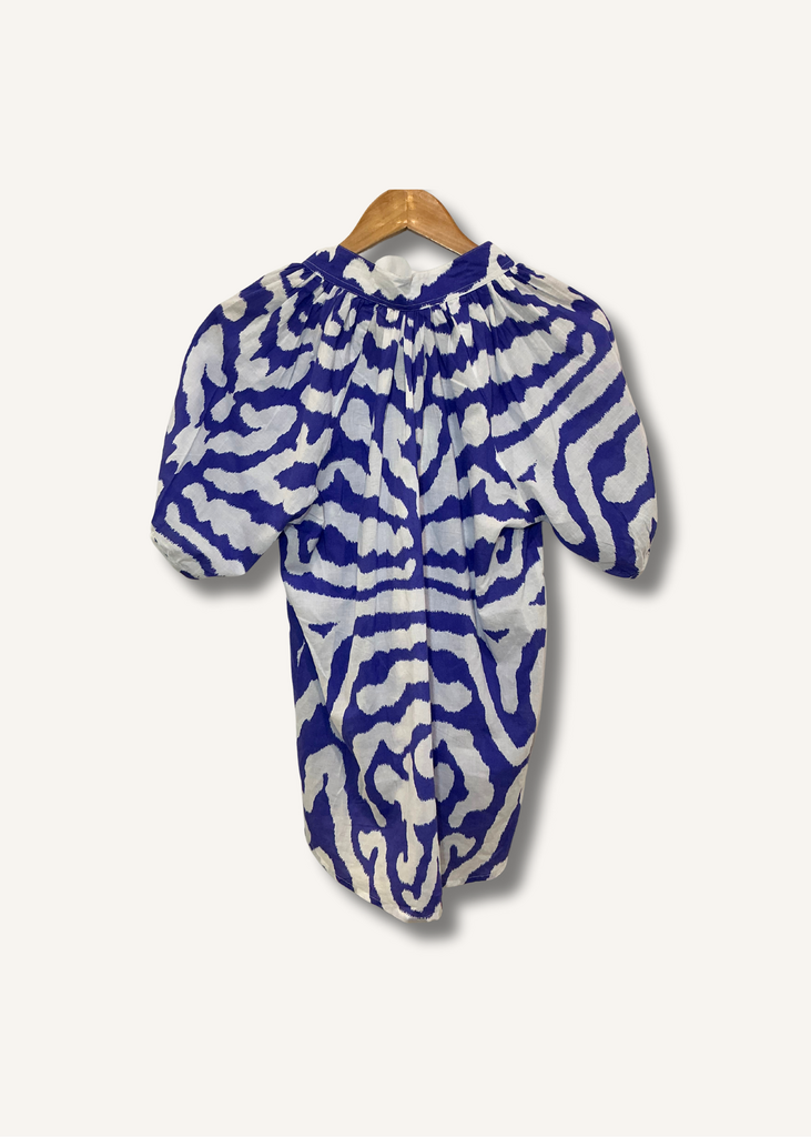 Sheridan French Dana Blouse in Blue + White Tiger