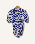 Sheridan French Dana Blouse in Blue + White Tiger